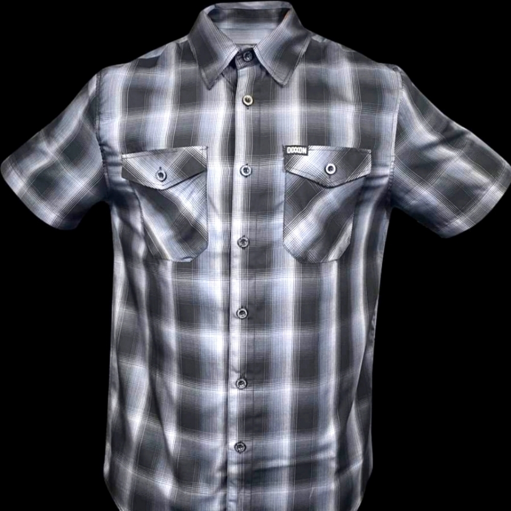 DIXXON Men's "The Cruz" Bamboo Short Sleeved 5X Black, Gray & White Shirt.